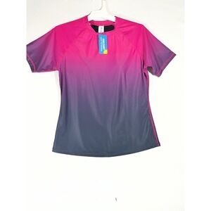Halcurt Ombre Rash Guard Short Sleeve UPF 50+ Swim Shirt Women M Pink Blue Surf